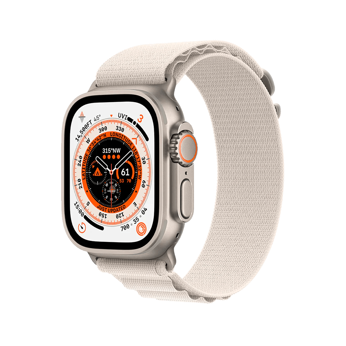 Apple - Apple Watch Ultra (Titanium, Cellular, 49mm) - Titanium Case w/ Starlight Alpine Band -GPS + Cellular -New Open-Box - Premier Max Tech -