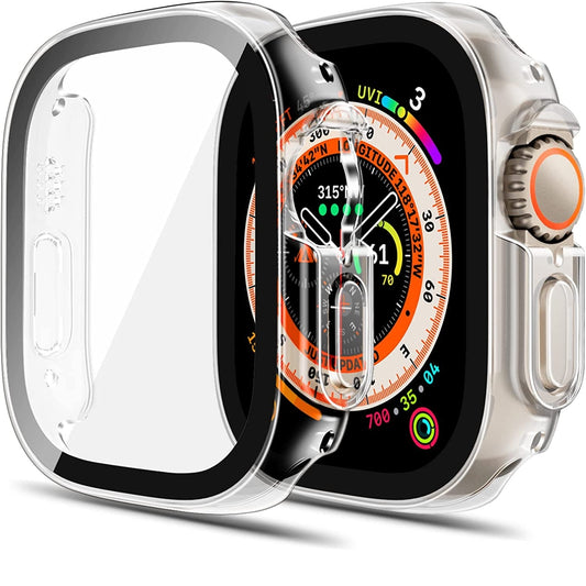 Maxandfix - 2 Pack Hard Case Compatible for Apple Watch Ultra 49mm with 9H Tempered Glass Screen Protector - Clear - - Maxandfix -