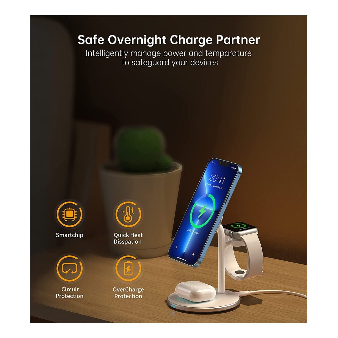Maxandfix - 3 in 1 Wireless Charging Station for iPhone, Apple Watch, and AirPods - Black - - Maxandfix -