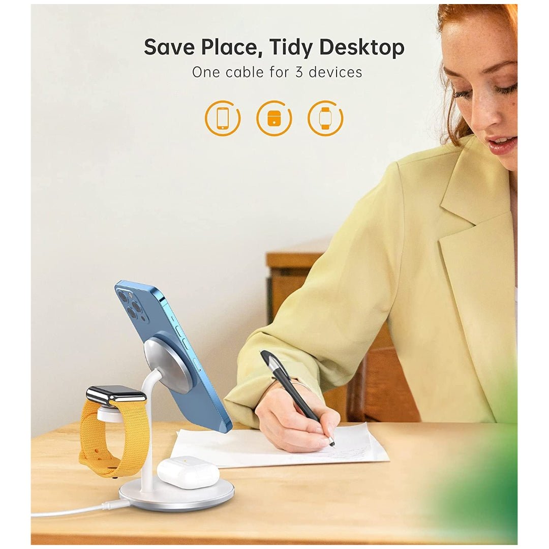 Maxandfix - 3 in 1 Wireless Charging Station for iPhone, Apple Watch, and AirPods - Black - - Maxandfix -