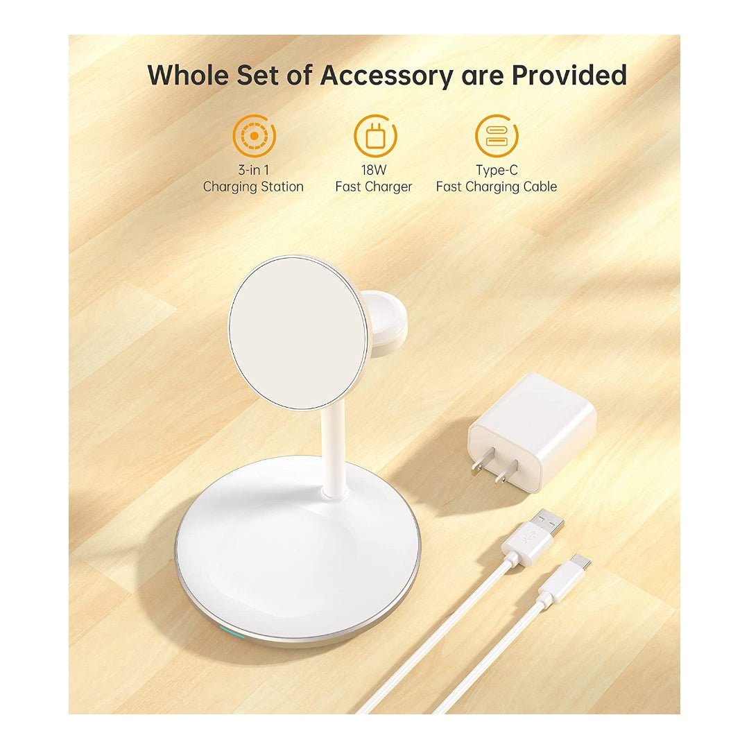 Maxandfix - 3 in 1 Wireless Charging Station for iPhone, Apple Watch, and AirPods - Black - - Maxandfix -