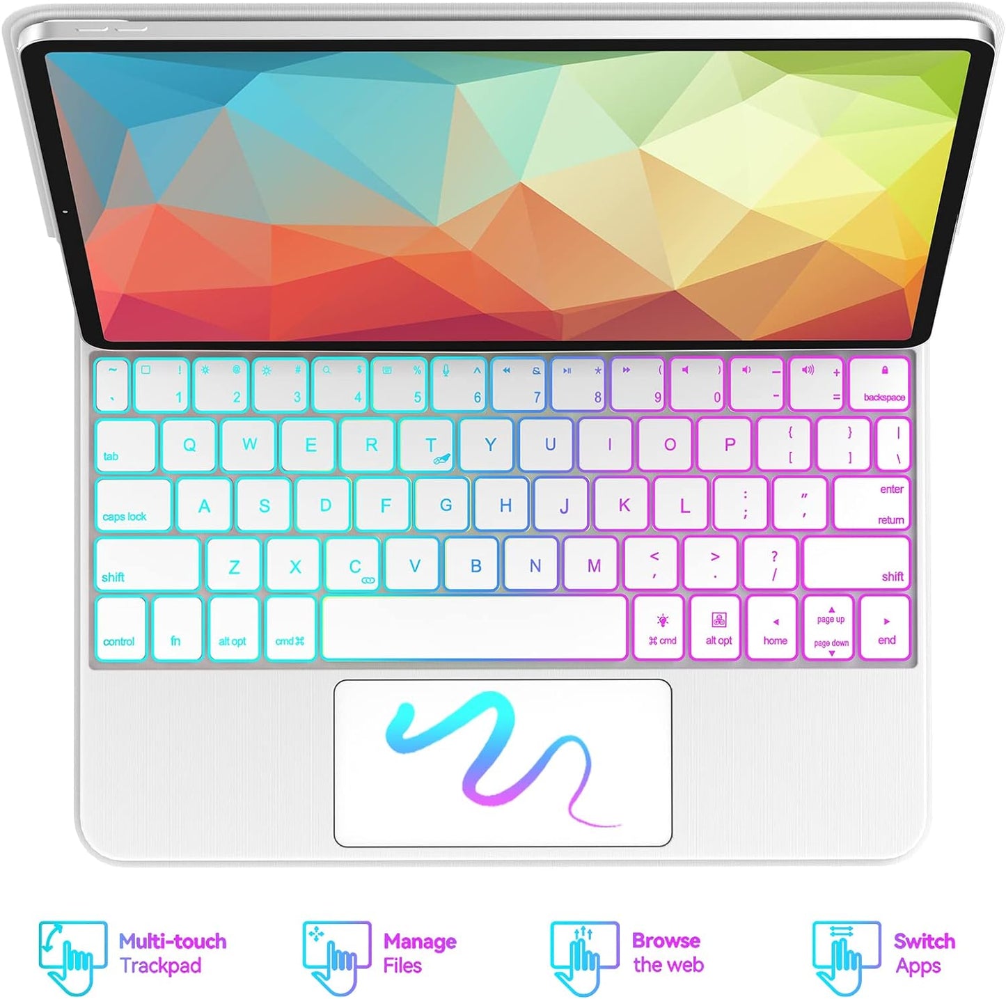 Maxandfix - Magic Keyboard for iPad Air 5th/4th generation 10.9 & iPad Pro 11 (4th/3rd/2nd/1st Gen) - White - Maxandfix -