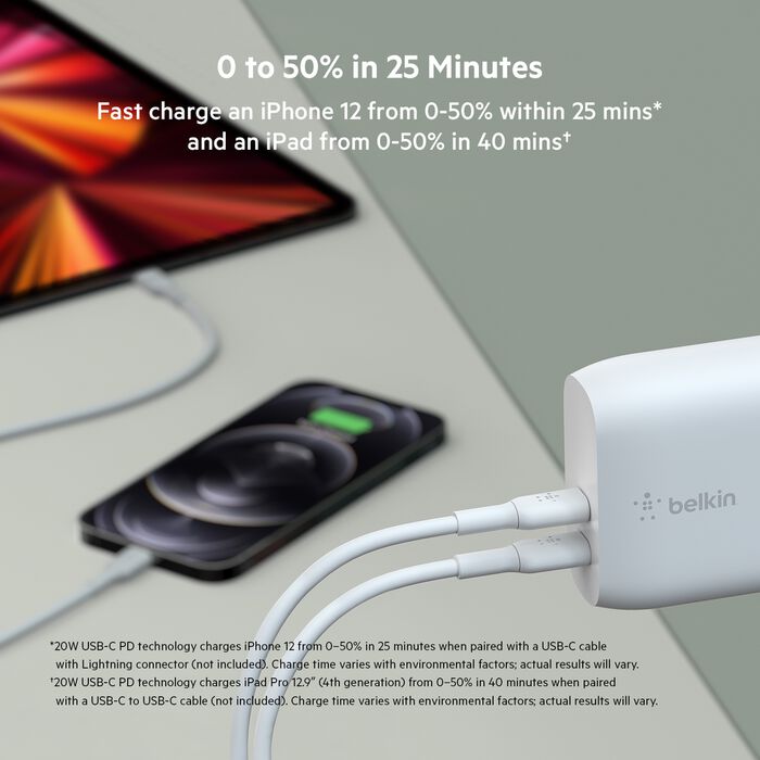 Belkin 40W Dual Port USB-C Wall Charger