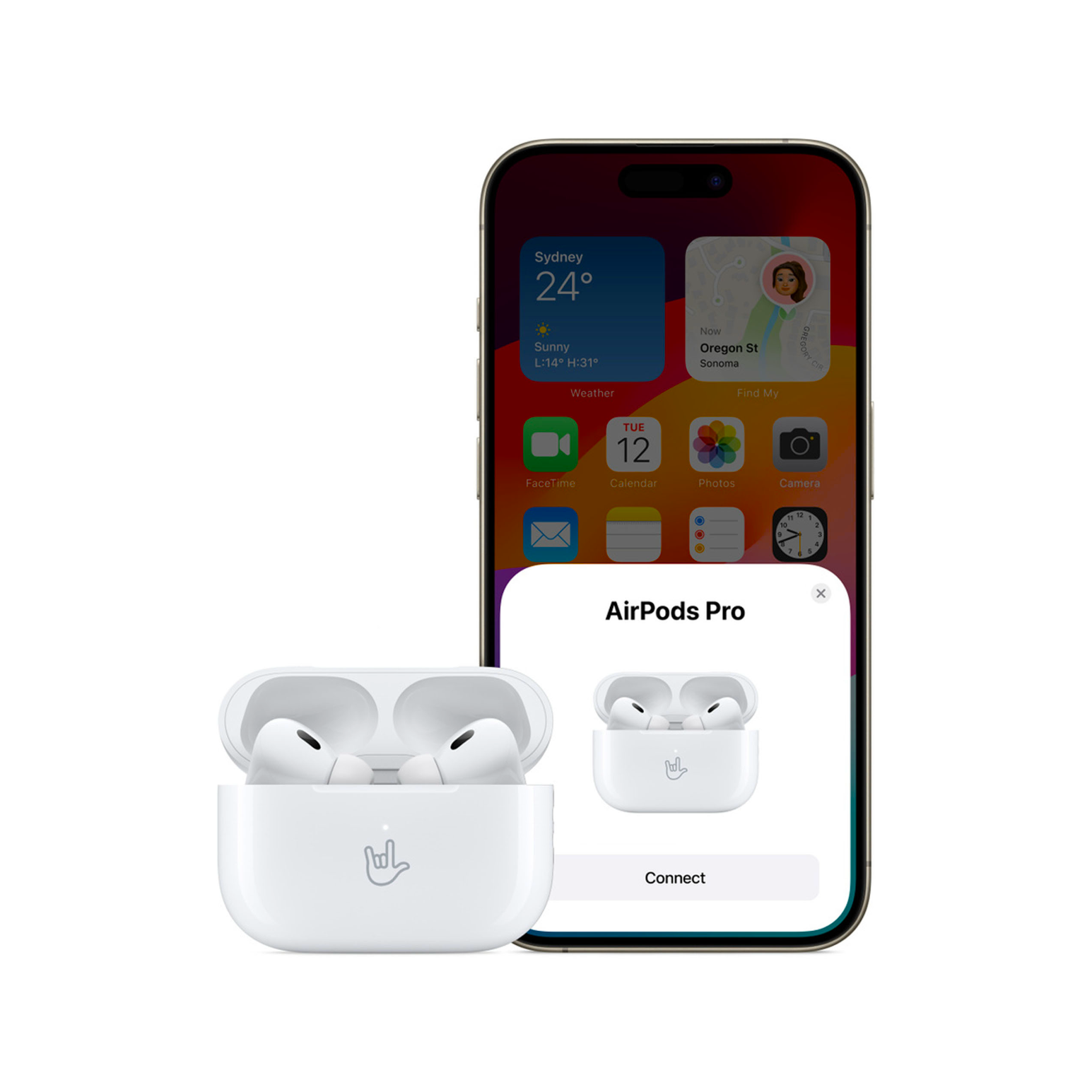 iPhone with AirPods
