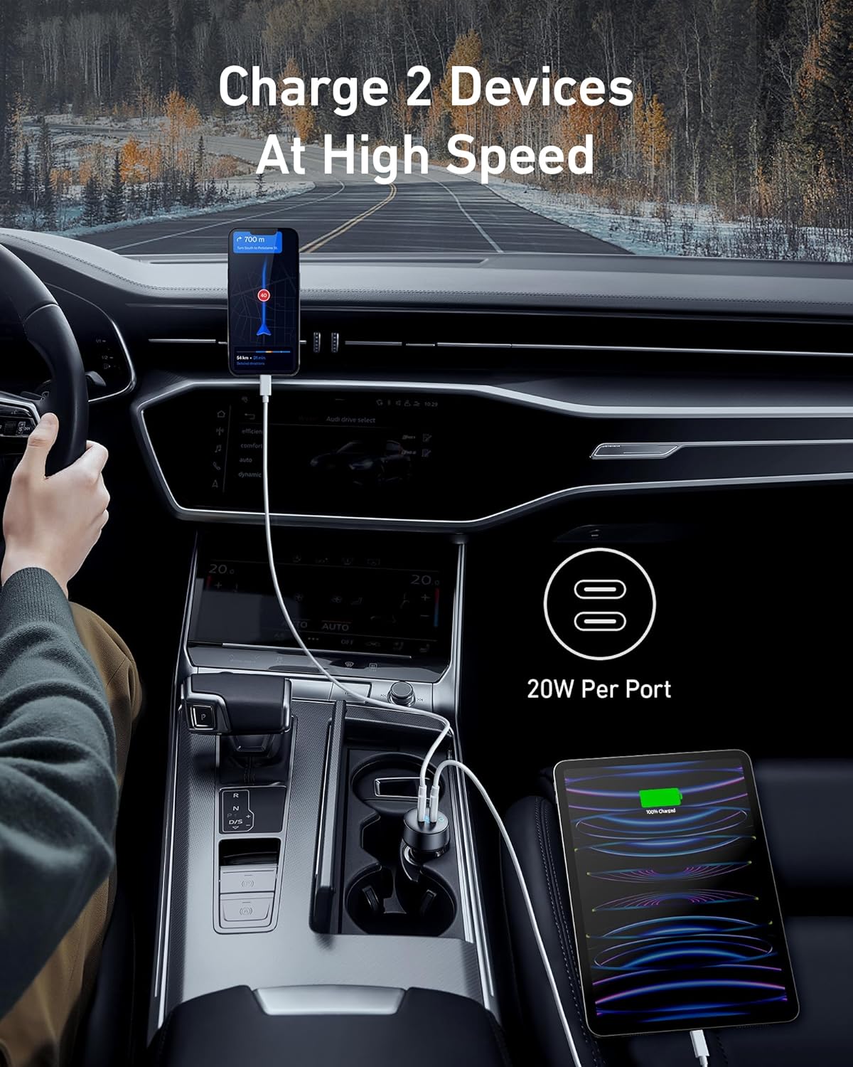 Maxandfix - Anker USB C Car Charger, 40W 2-Port PowerIQ 3.0 Type C Adapter - Maxandfix -